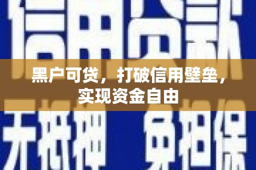 崖州黑户可贷，打破信用壁垒，实现资金自由