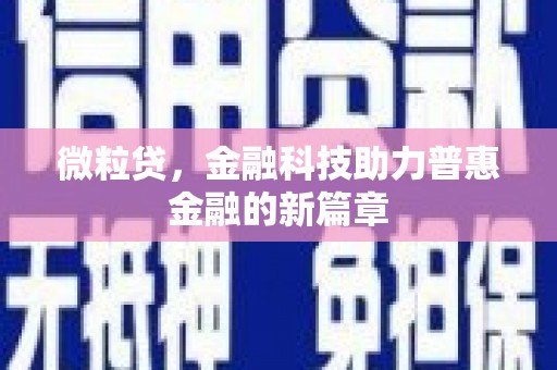 阜康微粒贷，金融科技助力普惠金融的新篇章